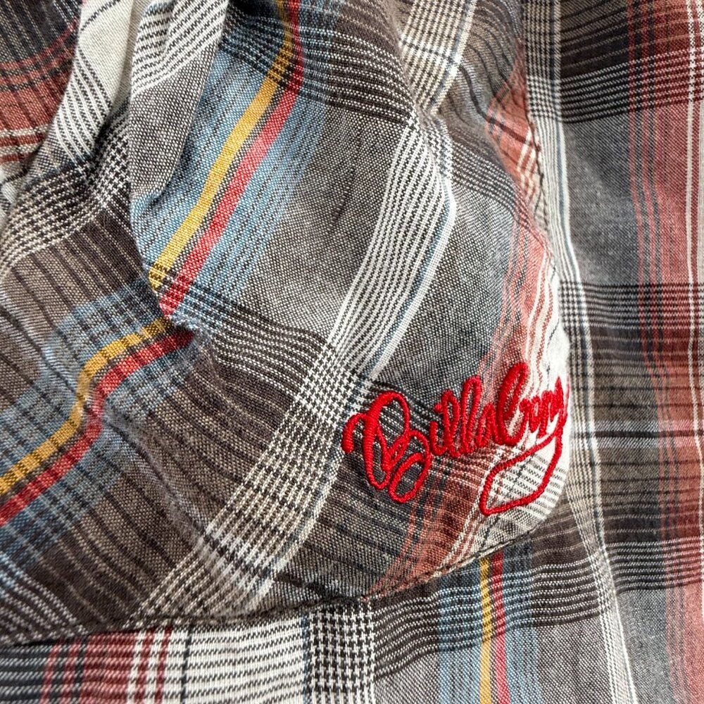 Billabong Vintage Plaid Dress Lined Low V-Neck Short Sleeve 100% Cotton Large - Picture 6 of 14